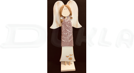 Anjel drevený so svetríkom 57 cm (fialový)