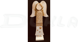 Anjel drevený so svetríkom 57 cm (hnedý)