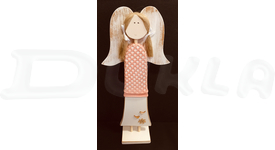Anjel drevený so svetríkom 57 cm (ružový)