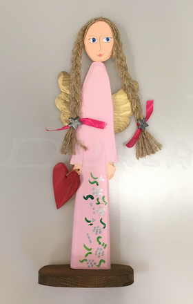 Anjel drevený 46 cm (ružový)