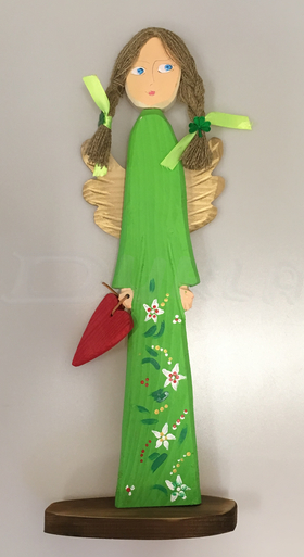 Anjel drevený 46 cm (zelený)