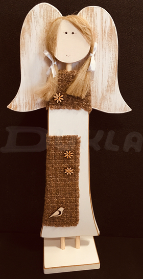 Anjel drevený textilný 57 cm No.2